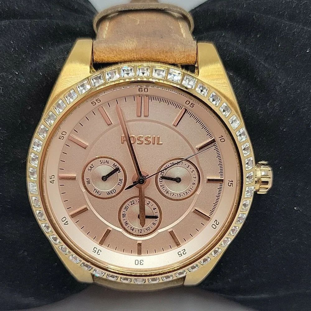 Fossil BQ3014 Women's Tan Leather Analog Dial Quartz Genuine Wrist Watch BC248